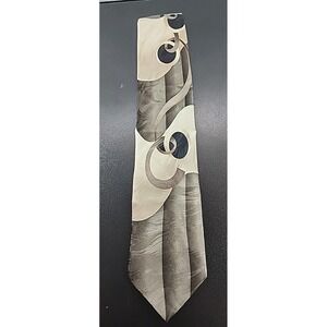 CROFT & BARROW Silk‎ Neck Tie Blck Ivory Geometric Design